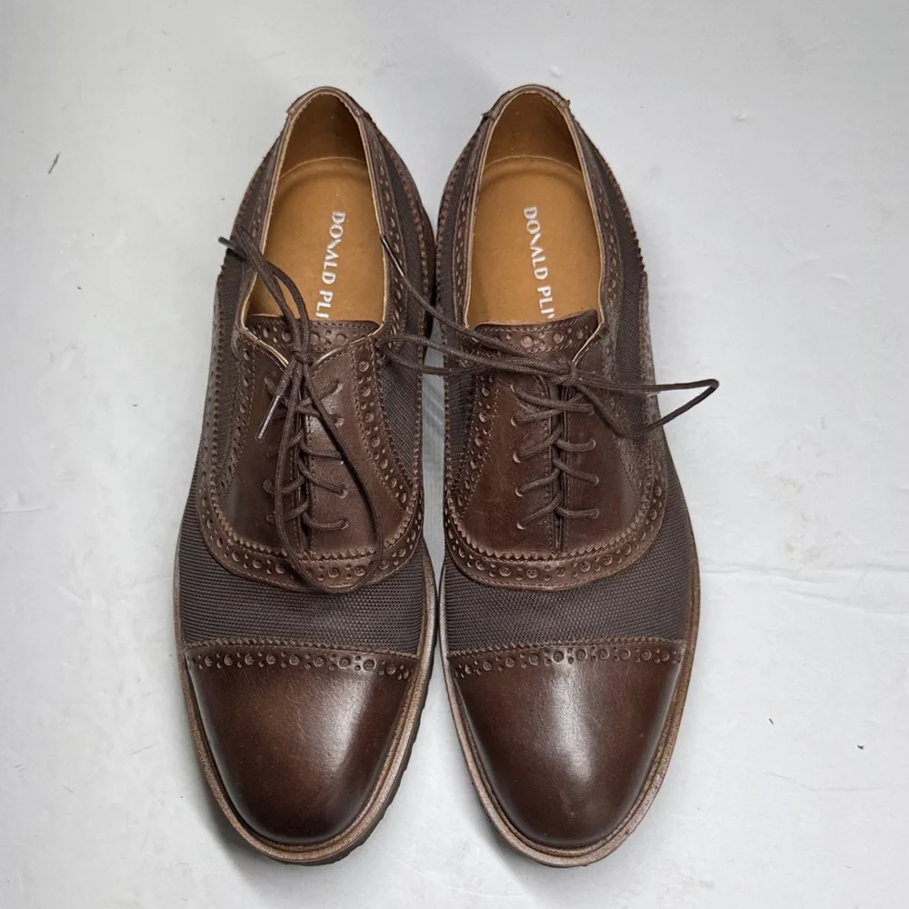 Donald J. Pliner Jordin Men's Dark Brown Oxford Derbys leather nylon office 8.5
